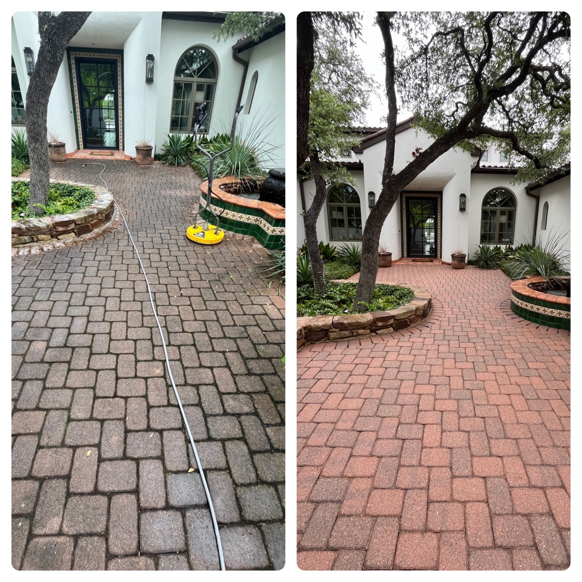 Brick paver driveway cleaning