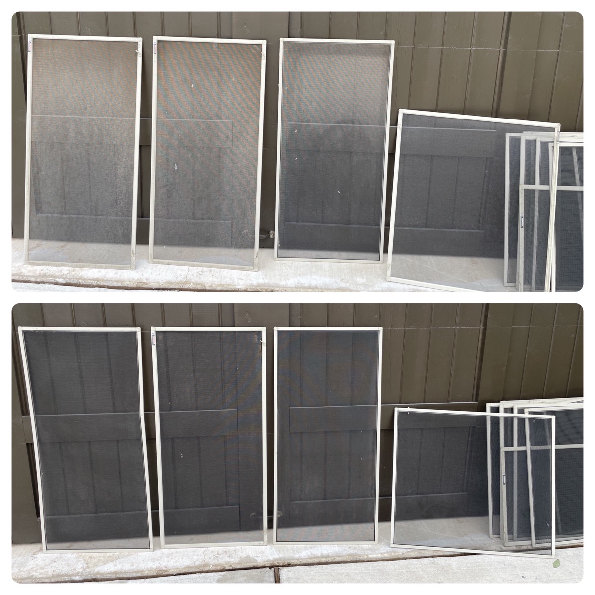 Window screen cleaning before and after