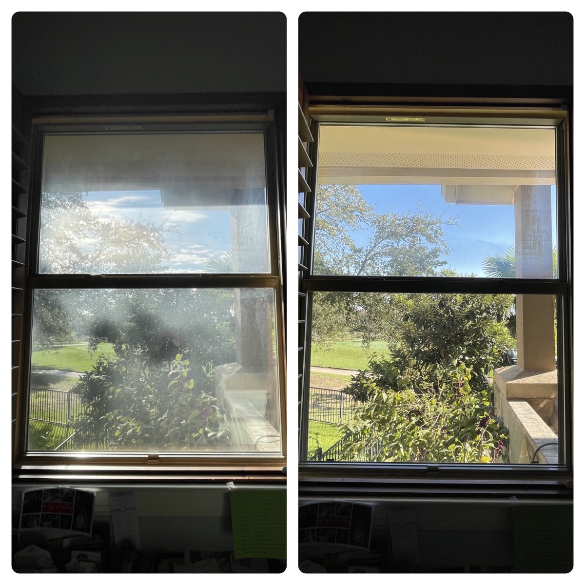 Interior window cleaning before and after